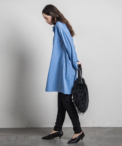 MAYSON GREY（メイソングレイ）の「スキッパーチュニックシャツ≪手洗い可能≫（シャツ/ブラウス・レディース・ダークネイビー/ホワイト/ブルー・M/S）」の8枚目の写真