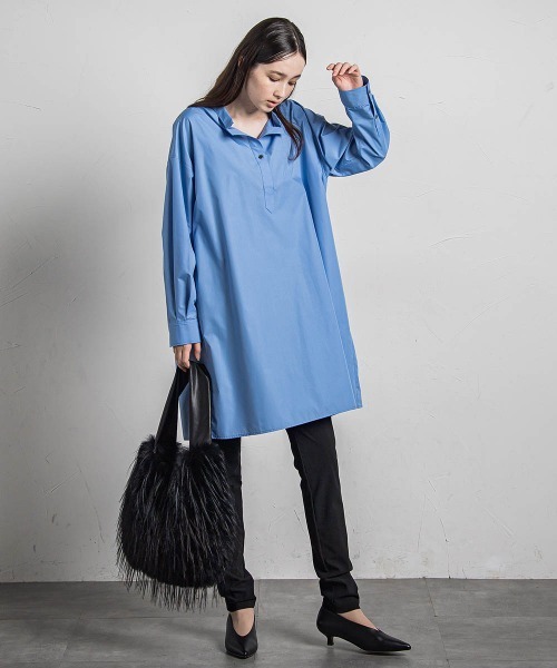 MAYSON GREY（メイソングレイ）の「スキッパーチュニックシャツ≪手洗い可能≫（シャツ/ブラウス・レディース・ダークネイビー/ホワイト/ブルー・M/S）」の9枚目の写真