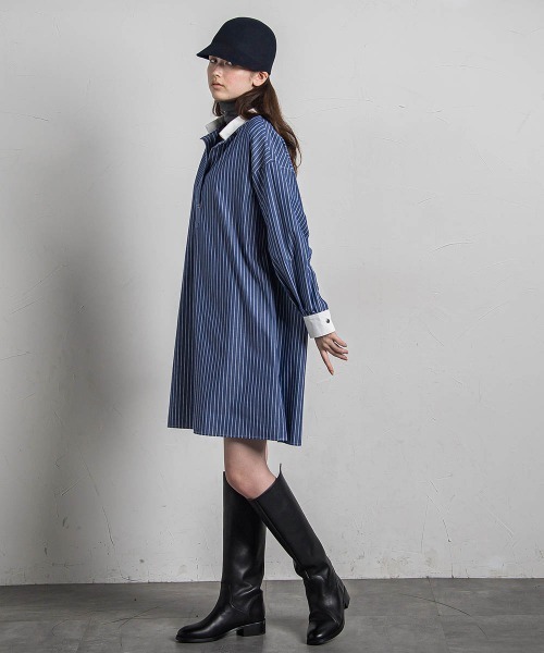 MAYSON GREY（メイソングレイ）の「スキッパーチュニックシャツ≪手洗い可能≫（シャツ/ブラウス・レディース・ダークネイビー/ホワイト/ブルー・M/S）」の16枚目の写真