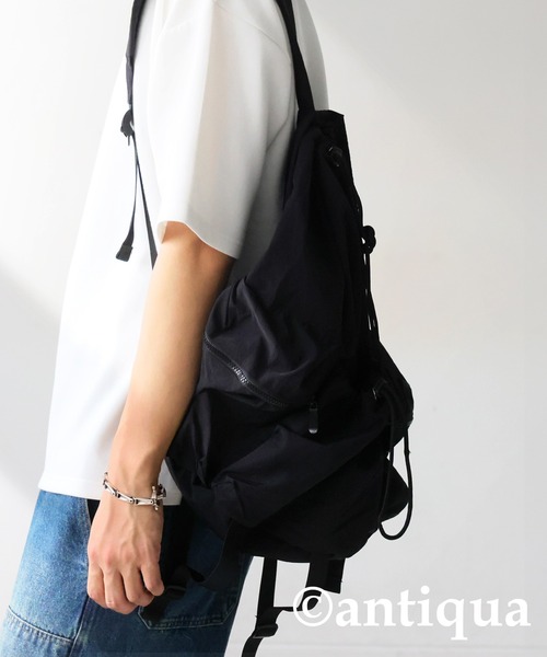 美品♡ANTEPRIMA完売品✨ORTAオルタ　ブラックリュック セール】マルチポケット ストラップ付き バックパック 大容量