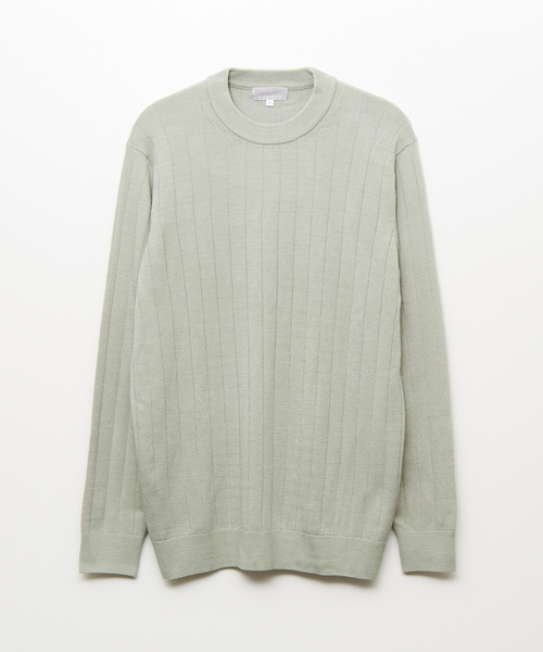 ABAHOUSE GRAY（アバハウスグレイ）の「【カシミアタッチ】12ゲージ ワイドリブ クルーネック ニット（ニット/セーター・メンズ・ホワイト/ブラック/ブルー/セージグリーン/グレイッシュベージュ・46/48/50）」の3枚目の写真