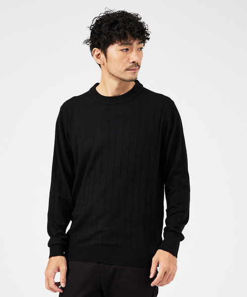 ABAHOUSE GRAY（アバハウスグレイ）の「【カシミアタッチ】12ゲージ ワイドリブ クルーネック ニット（ニット/セーター・メンズ・ホワイト/ブラック/ブルー/セージグリーン/グレイッシュベージュ・46/48/50）」の2枚目の写真