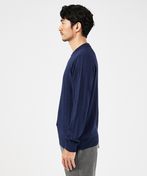 ABAHOUSE GRAY（アバハウスグレイ）の「【カシミアタッチ】12ゲージ ワイドリブ クルーネック ニット（ニット/セーター・メンズ・ホワイト/ブラック/ブルー/セージグリーン/グレイッシュベージュ・46/48/50）」の7枚目の写真