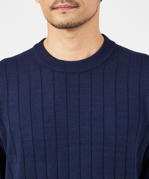 ABAHOUSE GRAY（アバハウスグレイ）の「【カシミアタッチ】12ゲージ ワイドリブ クルーネック ニット（ニット/セーター・メンズ・ホワイト/ブラック/ブルー/セージグリーン/グレイッシュベージュ・46/48/50）」の9枚目の写真