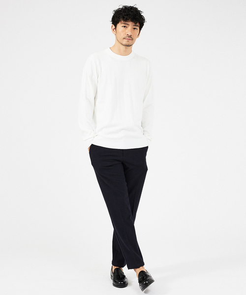 ABAHOUSE GRAY（アバハウスグレイ）の「【カシミアタッチ】12ゲージ ワイドリブ クルーネック ニット（ニット/セーター・メンズ・ホワイト/ブラック/ブルー/セージグリーン/グレイッシュベージュ・46/48/50）」の14枚目の写真