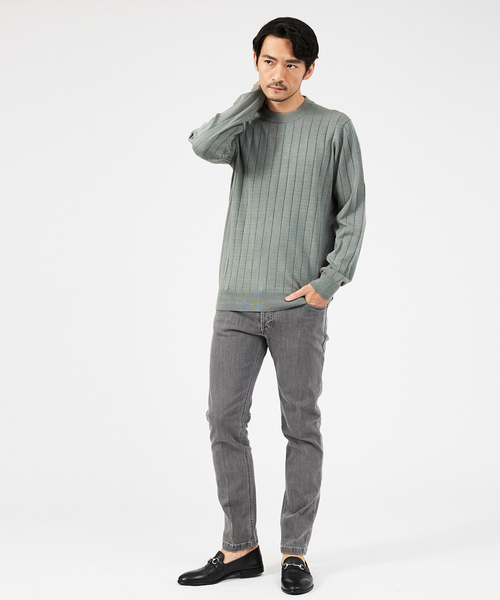 ABAHOUSE GRAY（アバハウスグレイ）の「【カシミアタッチ】12ゲージ ワイドリブ クルーネック ニット（ニット/セーター・メンズ・ホワイト/ブラック/ブルー/セージグリーン/グレイッシュベージュ・46/48/50）」の18枚目の写真