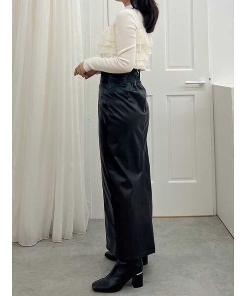 MERCURYDUO（マーキュリーデュオ）の「異素材ラッフルティアードニット（ニット/セーター・レディース・ラベンダー/ブラック/アイボリー・FREE）」の10枚目の写真