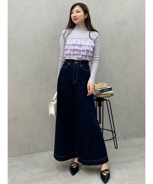 MERCURYDUO（マーキュリーデュオ）の「異素材ラッフルティアードニット（ニット/セーター・レディース・ラベンダー/ブラック/アイボリー・FREE）」の12枚目の写真