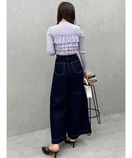 MERCURYDUO（マーキュリーデュオ）の「異素材ラッフルティアードニット（ニット/セーター・レディース・ラベンダー/ブラック/アイボリー・FREE）」の13枚目の写真