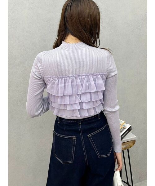 MERCURYDUO（マーキュリーデュオ）の「異素材ラッフルティアードニット（ニット/セーター・レディース・ラベンダー/ブラック/アイボリー・FREE）」の14枚目の写真