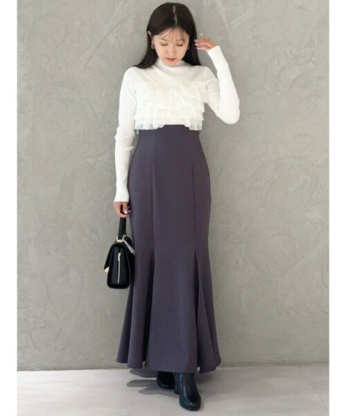 MERCURYDUO（マーキュリーデュオ）の「異素材ラッフルティアードニット（ニット/セーター・レディース・ラベンダー/ブラック/アイボリー・FREE）」の18枚目の写真