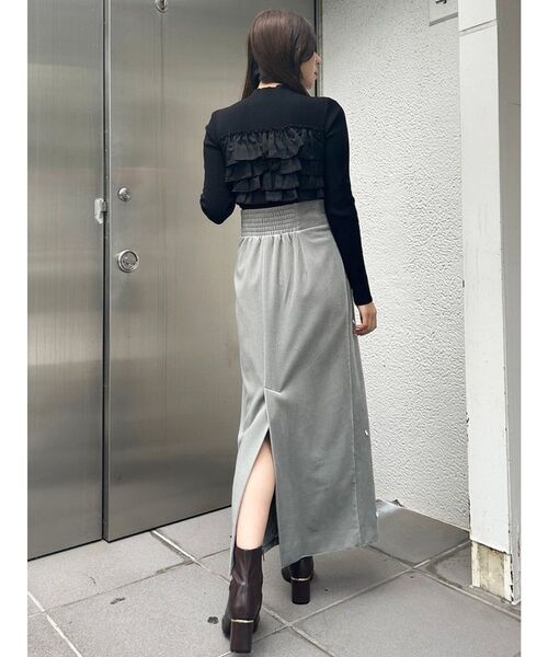 MERCURYDUO（マーキュリーデュオ）の「異素材ラッフルティアードニット（ニット/セーター・レディース・ラベンダー/ブラック/アイボリー・FREE）」の20枚目の写真