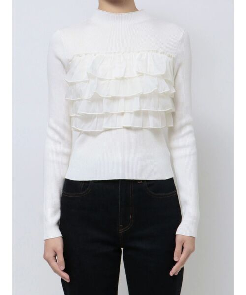 MERCURYDUO（マーキュリーデュオ）の「異素材ラッフルティアードニット（ニット/セーター・レディース・ラベンダー/ブラック/アイボリー・FREE）」の21枚目の写真