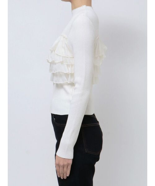 MERCURYDUO（マーキュリーデュオ）の「異素材ラッフルティアードニット（ニット/セーター・レディース・ラベンダー/ブラック/アイボリー・FREE）」の22枚目の写真