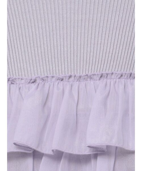 MERCURYDUO（マーキュリーデュオ）の「異素材ラッフルティアードニット（ニット/セーター・レディース・ラベンダー/ブラック/アイボリー・FREE）」の4枚目の写真