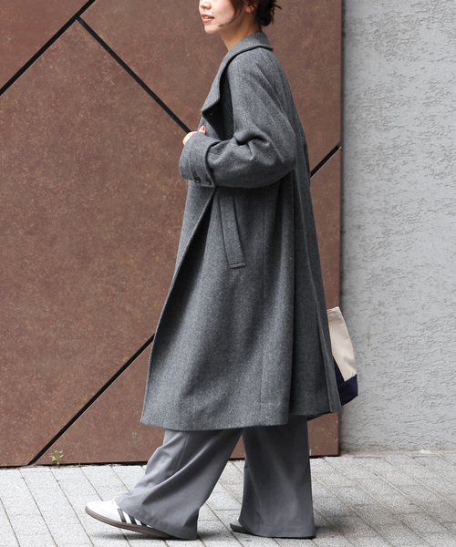 JOURNAL STANDARD relume（ジャーナルスタンダード　レリューム）の「【サイズ展開あり】スタンドカラーで着映え。尾州ウールスーパー100スタンドロングコート（その他アウター・レディース・チャコールグレー/ネイビー/ブラウン・38/36）」の4枚目の写真