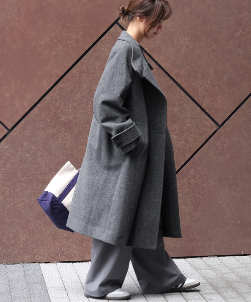 JOURNAL STANDARD relume（ジャーナルスタンダード　レリューム）の「【サイズ展開あり】スタンドカラーで着映え。尾州ウールスーパー100スタンドロングコート（その他アウター・レディース・チャコールグレー/ネイビー/ブラウン・38/36）」の8枚目の写真