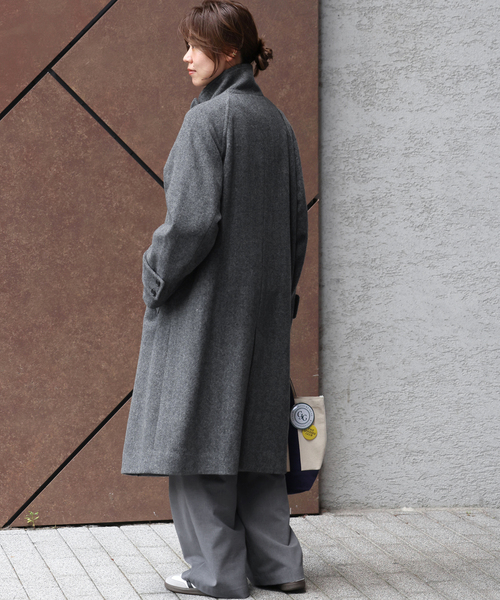 JOURNAL STANDARD relume（ジャーナルスタンダード　レリューム）の「【サイズ展開あり】スタンドカラーで着映え。尾州ウールスーパー100スタンドロングコート（その他アウター・レディース・チャコールグレー/ネイビー/ブラウン・38/36）」の6枚目の写真