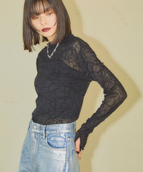 ラインデザインシアートップス【ELLEgirl/エル ガール】（Tシャツ/カットソー）｜ELLEgirl（エルガール）