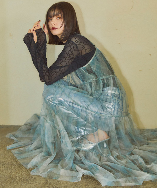 ELLEgirl（エルガール）の「ラインデザインシアートップス【ELLEgirl/エル ガール】（Tシャツ/カットソー・レディース・ブラック・FREE）」の8枚目の写真