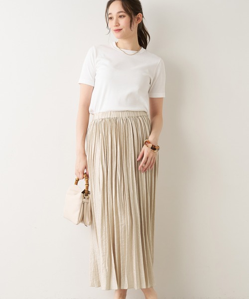 MICA&DEAL（マイカ＆ディール）の「シャイニープリーツスカート（スカート・レディース・カーキオリーブ/ライトベージュ/ライトブルー・FREE）」の5枚目の写真