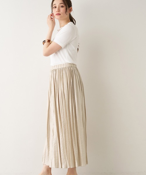 MICA&DEAL（マイカ＆ディール）の「シャイニープリーツスカート（スカート・レディース・カーキオリーブ/ライトベージュ/ライトブルー・FREE）」の6枚目の写真