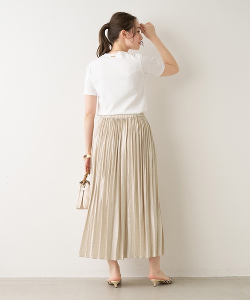 MICA&DEAL（マイカ＆ディール）の「シャイニープリーツスカート（スカート・レディース・カーキオリーブ/ライトベージュ/ライトブルー・FREE）」の7枚目の写真