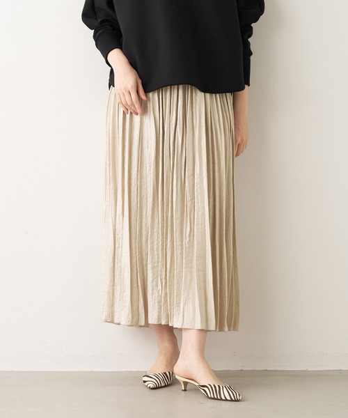 MICA&DEAL（マイカ＆ディール）の「シャイニープリーツスカート（スカート・レディース・カーキオリーブ/ライトベージュ/ライトブルー・FREE）」の8枚目の写真