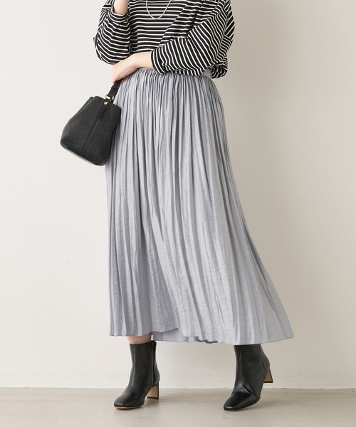 MICA&DEAL（マイカ＆ディール）の「シャイニープリーツスカート（スカート・レディース・カーキオリーブ/ライトベージュ/ライトブルー・FREE）」の22枚目の写真