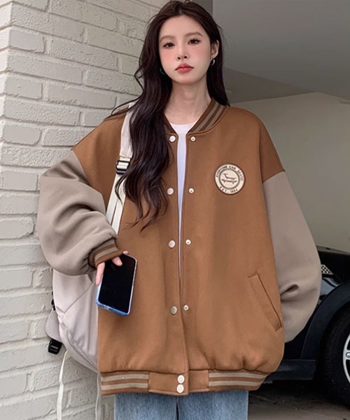 Mayree(メイリー)の「【Mayree】スタジャン ブルゾン ジャケット アウター(ブルゾン・レディース・ブラウン/ブラック・SMALL/MEDIUM/LARGE)」の7枚目の写真