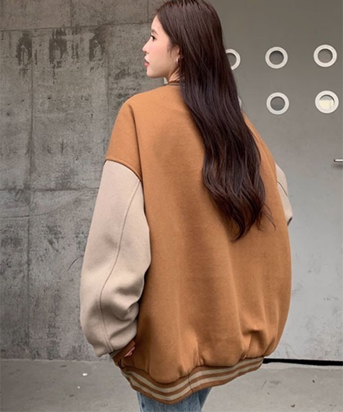 Mayree(メイリー)の「【Mayree】スタジャン ブルゾン ジャケット アウター(ブルゾン・レディース・ブラウン/ブラック・SMALL/MEDIUM/LARGE)」の8枚目の写真