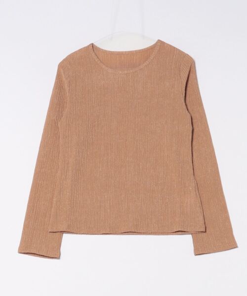 TRIANGLE PALETTE(トライアングルパレット)の「光沢凸凹 ロングスリーブトップス(Tシャツ/カットソー・レディース・グレー/アイボリー/ブラック/ベージュ/ブルー/ブラウン・FREE)」の9枚目の写真