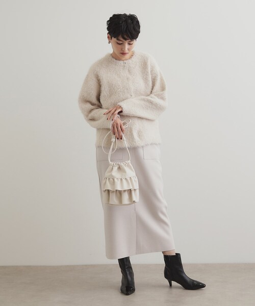 OPAQUE.CLIP（オペークドットクリップ）の「◆【長さ調整可能】合皮ティアードフリルミニショルダーバッグ（ショルダーバッグ・レディース・アイボリー/ブラック/チャコールグレー・00）」の21枚目の写真