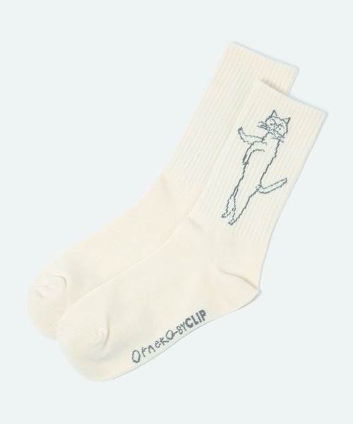 studio CLIP（スタディオクリップ）の「【Orneko BY CLIP】ネコ柄ソックス（ソックス/靴下・レディース・ホワイト/ピンク/チャコール・FREE）」の5枚目の写真