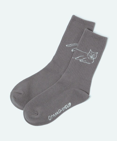 studio CLIP（スタディオクリップ）の「【Orneko BY CLIP】ネコ柄ソックス（ソックス/靴下・レディース・ホワイト/ピンク/チャコール・FREE）」の6枚目の写真