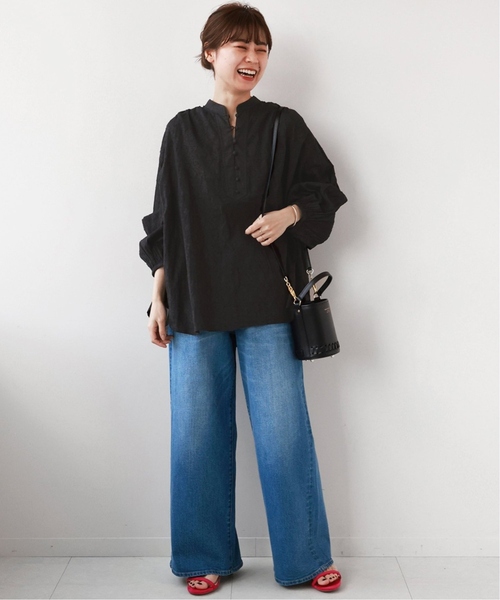 JOURNAL STANDARD relume（ジャーナルスタンダード　レリューム）の「《追加2》コットンジャガードギャザーブラウス（シャツ/ブラウス・レディース・ブラック/ホワイト・FREE）」の10枚目の写真