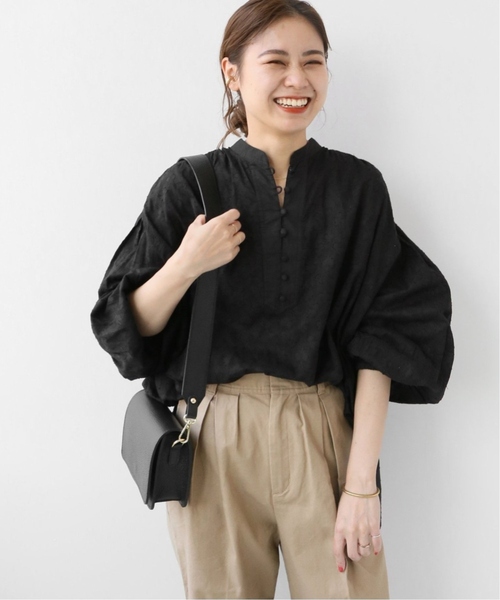 JOURNAL STANDARD relume（ジャーナルスタンダード　レリューム）の「《追加2》コットンジャガードギャザーブラウス（シャツ/ブラウス・レディース・ブラック/ホワイト・FREE）」の13枚目の写真
