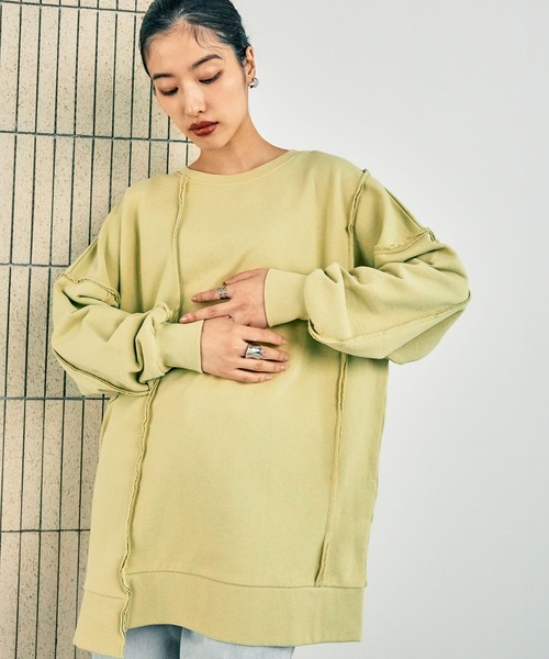 LEPSIM（レプシィム）の「リメイク裏毛チュニックワンピース　987273（チュニック・レディース・ライトグレー/ピンク/ブラック/チャコールグレー/ブルー/グリーン系その他・FREE）」の4枚目の写真