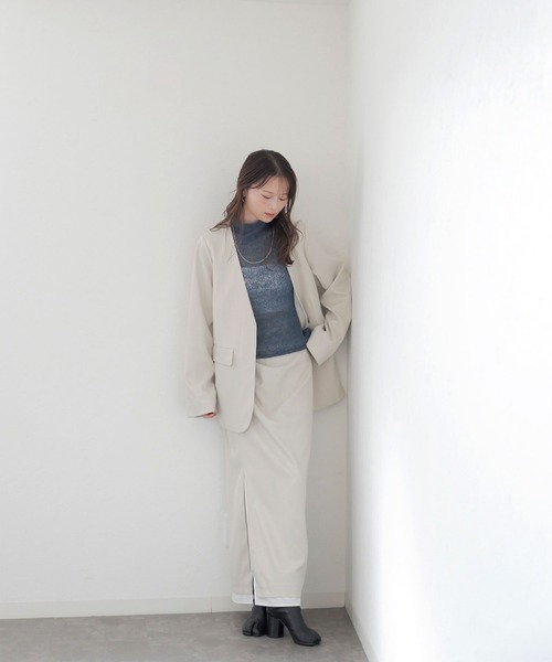 Reurie'（レウリィ）の「オリジナルサイドギャザーロングスリットスカート／original side gather long slit skirt ロング丈 Iライン タイト きれいめ 大人カジュアル レディライク シンプル オフィスカジュアルブラウン 茶 グレー ブラック 黒（スカート・レディース・グレー/ブラック/ブラウン・FREE）」の12枚目の写真