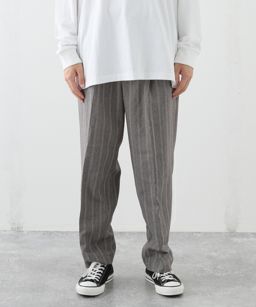 417 EDIFICE（フォーワンセブンエディフィス）の「ストライプ 2タックイージー（スラックス・メンズ・ブラック×ブラック/ベージュ・MEDIUM/SMALL/LARGE）」の8枚目の写真