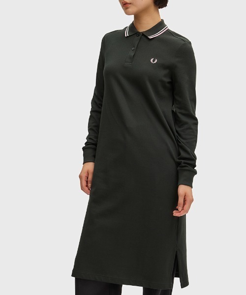 FRED PERRY(フレッドペリー)の「The Long Sleeve Fred Perry Shirt Dress/フレッドペリー長袖ポロシャツワンピース(ワンピース・レディース・ブラック/ダークブルー/ブラック系その他/ダークグレー・8/10)」の5枚目の写真
