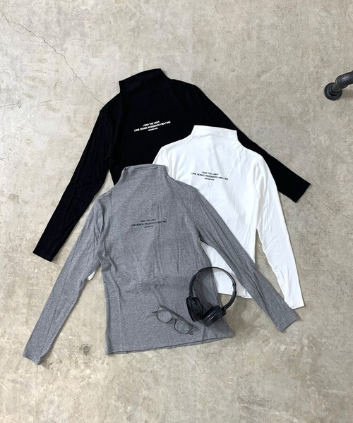 non-hedge(ノンヘッジ)の「リブロゴハイネックロンT(Tシャツ/カットソー・レディース・グレー/オフホワイト/ブラック・FREE)」の22枚目の写真