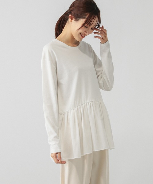 GLOBAL WORK(グローバルワーク)の「ヘビロッT布帛切り替え長袖/115486(Tシャツ/カットソー・レディース・ホワイト系その他5/ブラック/ホワイト系その他6/ネイビー・FREE)」の20枚目の写真