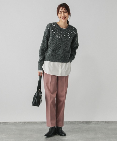 GLOBAL WORK(グローバルワーク)の「ヘビロッT布帛切り替え長袖/115486(Tシャツ/カットソー・レディース・ホワイト系その他5/ブラック/ホワイト系その他6/ネイビー・FREE)」の21枚目の写真