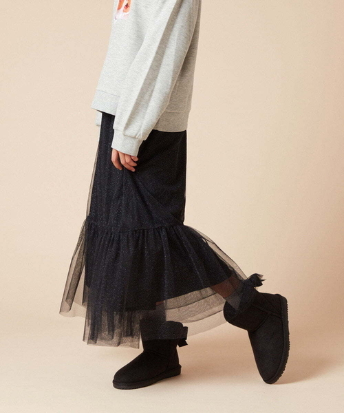 a.v.v（アーヴェヴェ）の「[140-150]ラメチュールティアードロングスカート（スカート・キッズ・アイボリー/ブラック・150/140）」の15枚目の写真