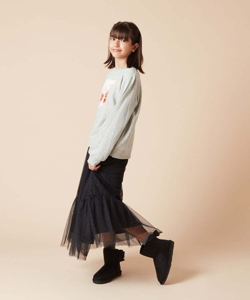 a.v.v（アーヴェヴェ）の「[140-150]ラメチュールティアードロングスカート（スカート・キッズ・アイボリー/ブラック・150/140）」の18枚目の写真