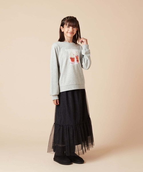 a.v.v（アーヴェヴェ）の「[140-150]ラメチュールティアードロングスカート（スカート・キッズ・アイボリー/ブラック・150/140）」の21枚目の写真