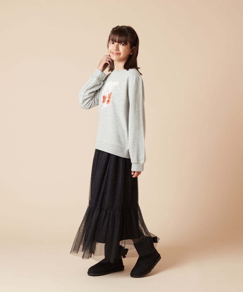 a.v.v（アーヴェヴェ）の「[140-150]ラメチュールティアードロングスカート（スカート・キッズ・アイボリー/ブラック・150/140）」の22枚目の写真