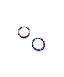 KISHOKACHI 希少価値 レインボーカラーリングクリッカーステンレスピアス 厚さ2mm 内径12mm