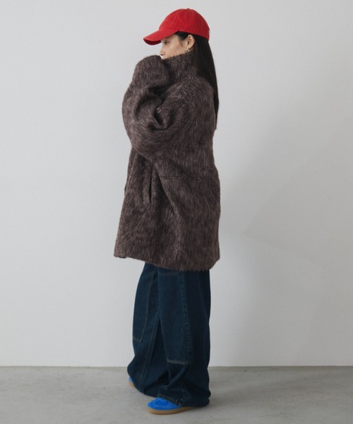 MERLOT（メルロー）の「シャギースタンドカラーミドルコート（その他アウター・レディース・ブラウン・FREE）」の12枚目の写真